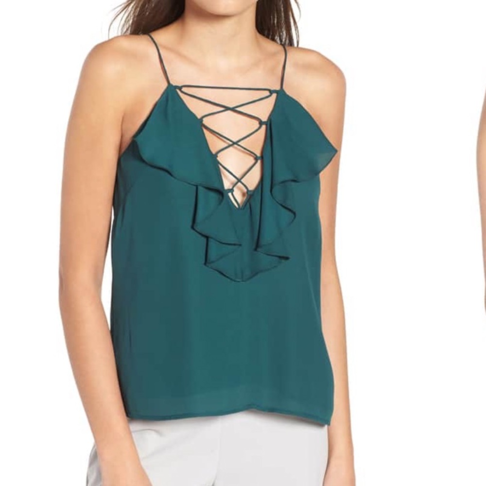 Wayf Green Ruffled Cami sz XS NWT